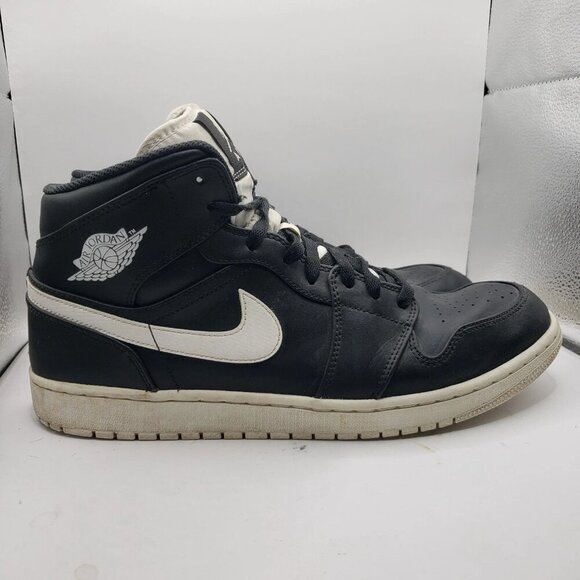 Nike Air Jordan 1 Sneaker Mid Black White 554724-038 US 13 (Pre-owned/No Box) - Picture 3 of 9